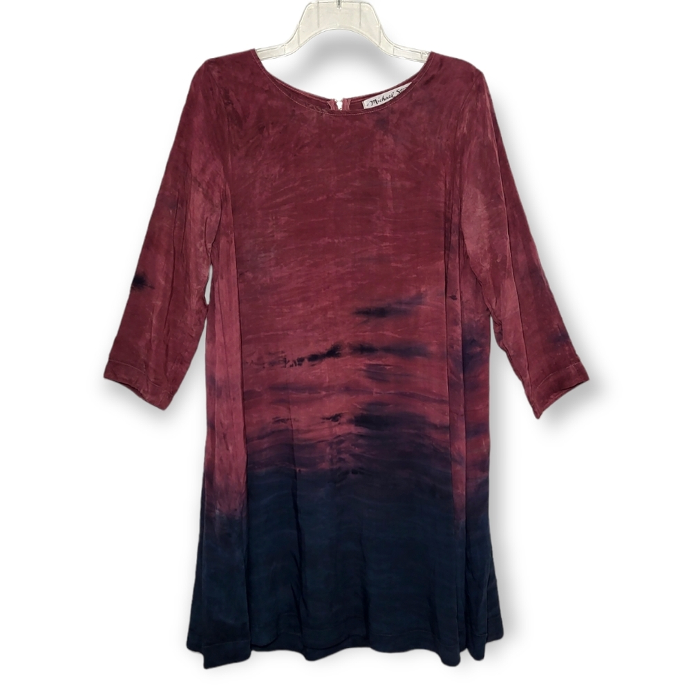 Michael Stars Ombre Tie Dye Swing Dress Maroon Black Medium